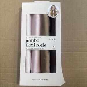Kitsch Jumbo Flexi Rods Hair Rollers Curlers Non Damaging Satin Wrapped Rods NEW